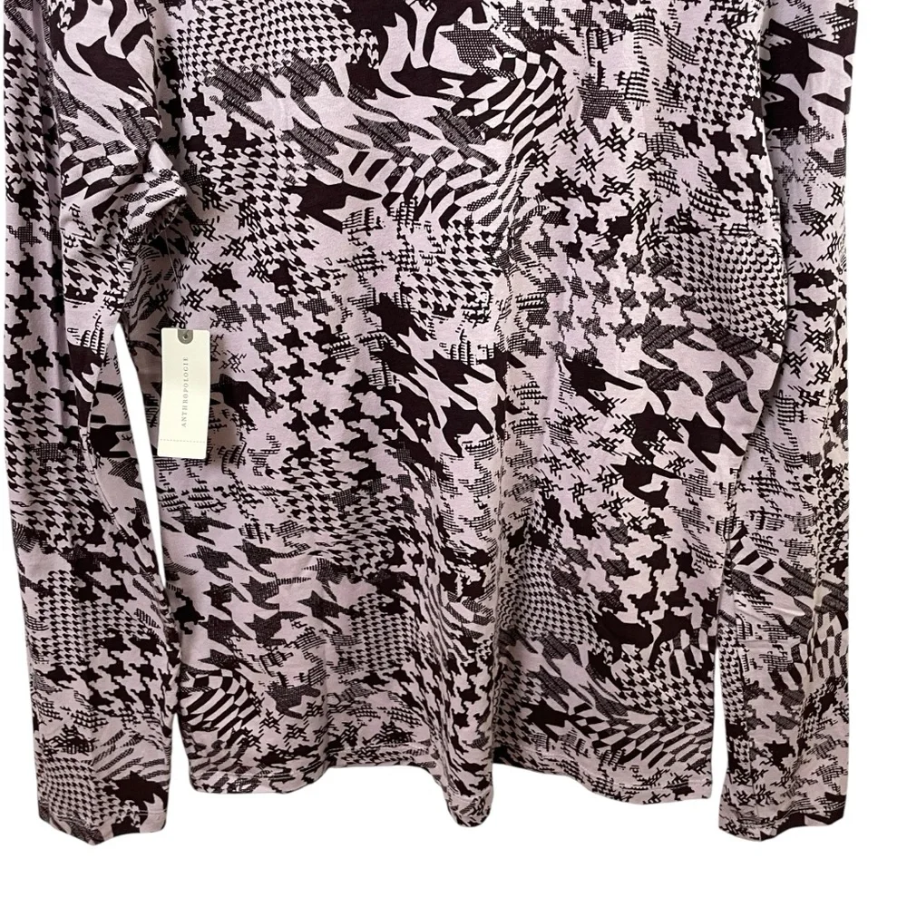 NWT Maeve Anthropologie PP Motif Lavender Mock Neck Top Houndstooth Size XL - Picture 9 of 13